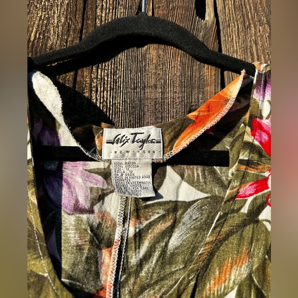 Alix Taylor New York Green Orange Purple Floral Tropical Button Down Maxi Dress - Picture 8 of 8